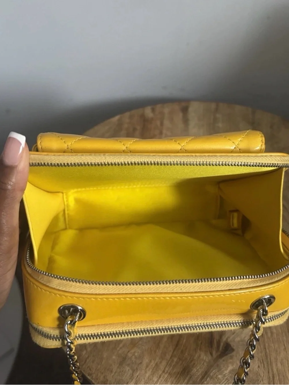 CHANEL Yellow Quilted Leather Crossbody Camera Bag